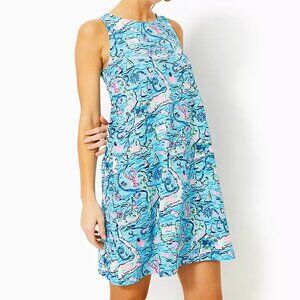 Lilly Pulitzer Kristen Swing Dress Bali Blue Lilly Loves Cape Cod XL NWT